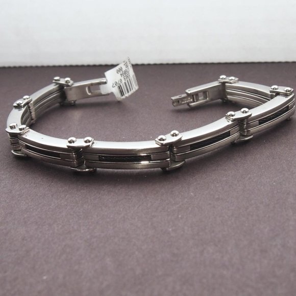 Fashion Jewelry Other - Heavy Solid Stainless Steel with Carbon Fiber Insert Men's Bracelet